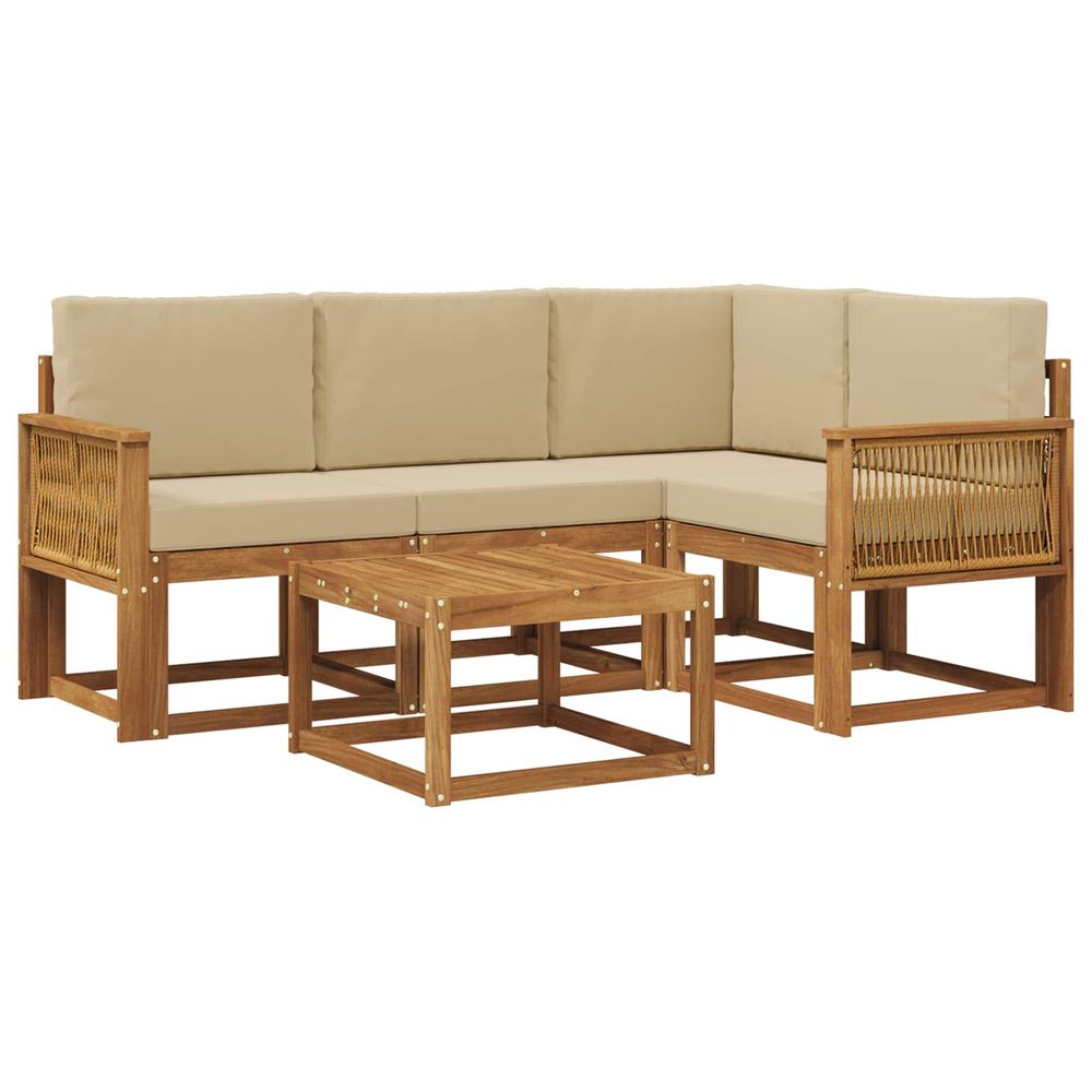 Ensemble de canapés d'extérieur 5 pc naturel et beige polyester