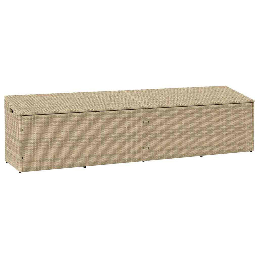 Boîte de rangement de jardin beige 220x50x58 cm résine tressée