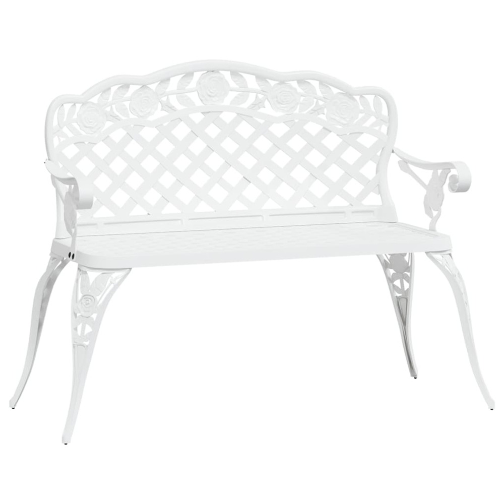 Banc de jardin 108 cm aluminium coulé blanc