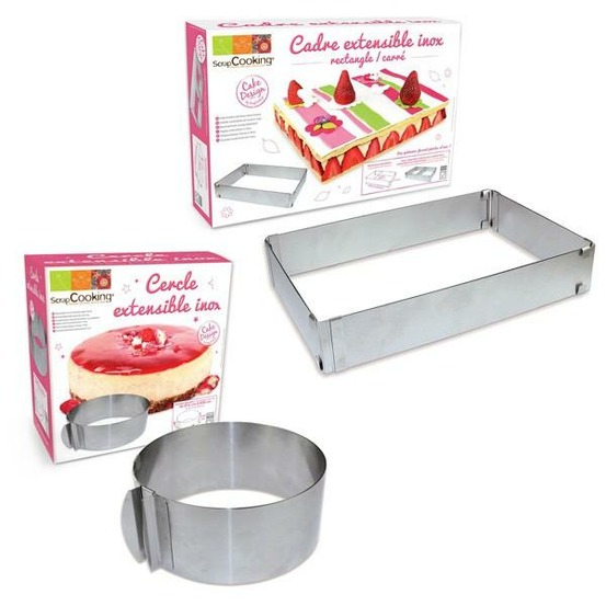 2 cadres pâtisserie extensibles - cercle & rectangle