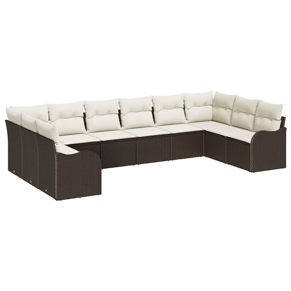 Ensemble de canapé de jardin marron 344 x 177,5 x 85 cm