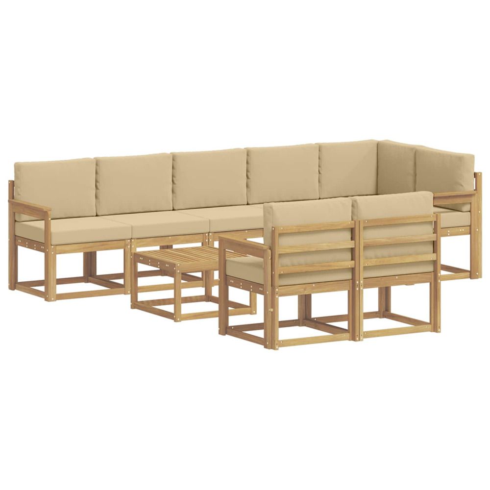 Ensemble de canapés d'extérieur 9 pc blanc et beige polyester