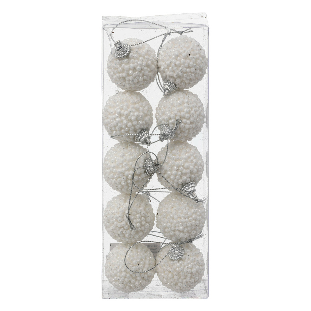 Déco de sapin kit 10 boules de noël d 4 cm bille blanc pailleté