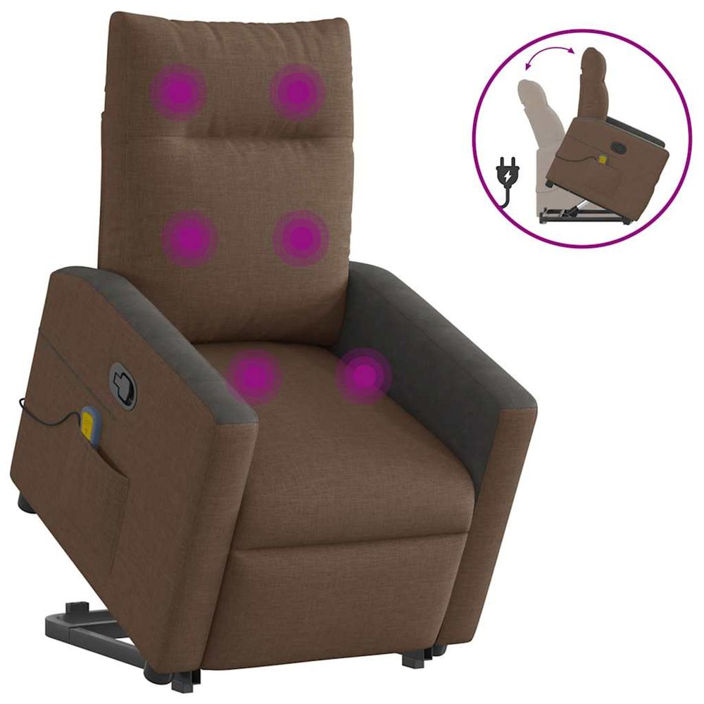 Fauteuil de massage inclinable marron tissu