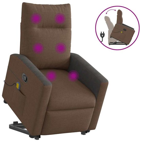 Fauteuil de massage inclinable marron tissu