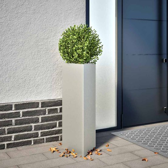 Lot de 2 jardinières hautes triangulaires inox 75 cm argent