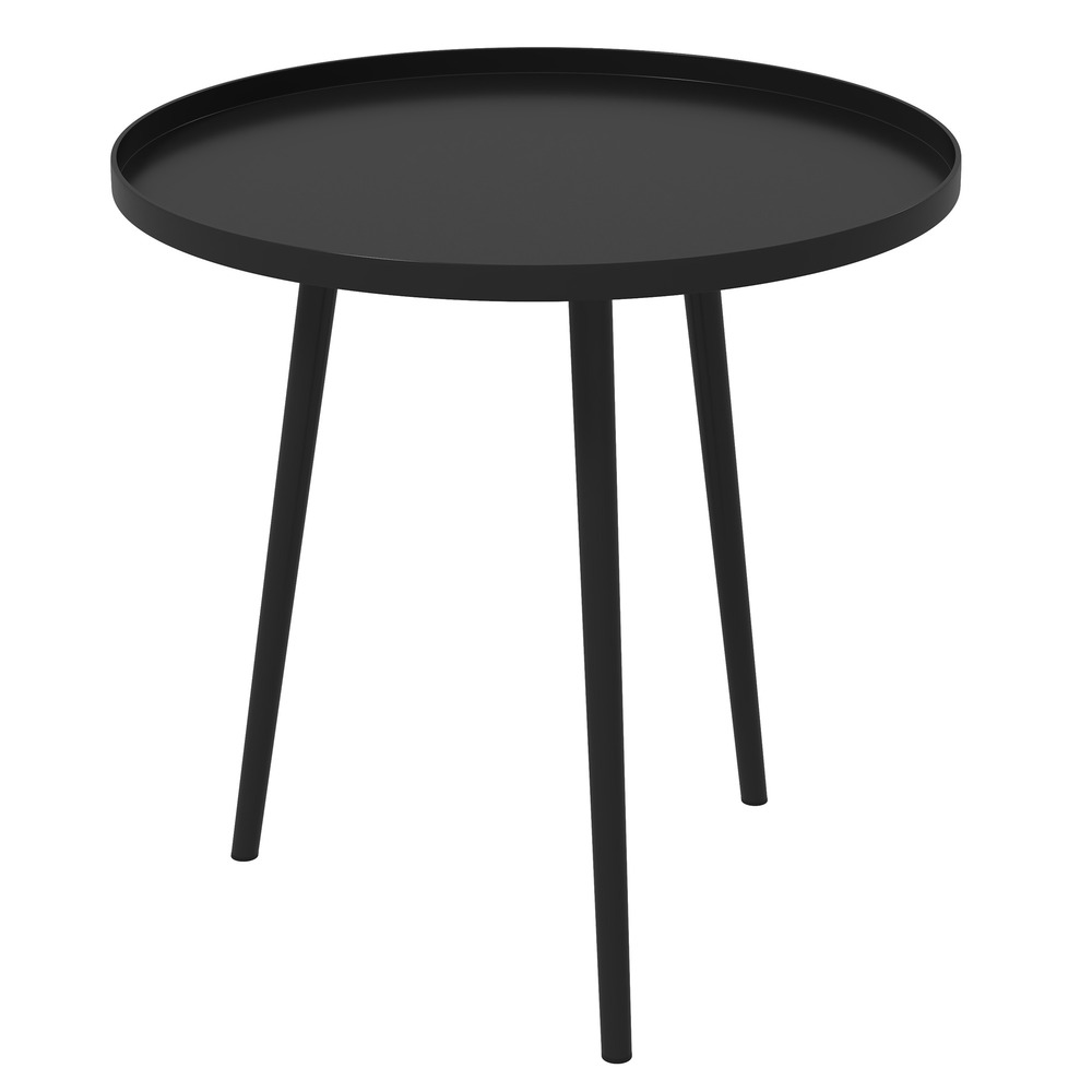 Table d'appoint d'extérieur, table de jardin, table de terrasse ronde, acier, ø 40 x h 50 cm, noire