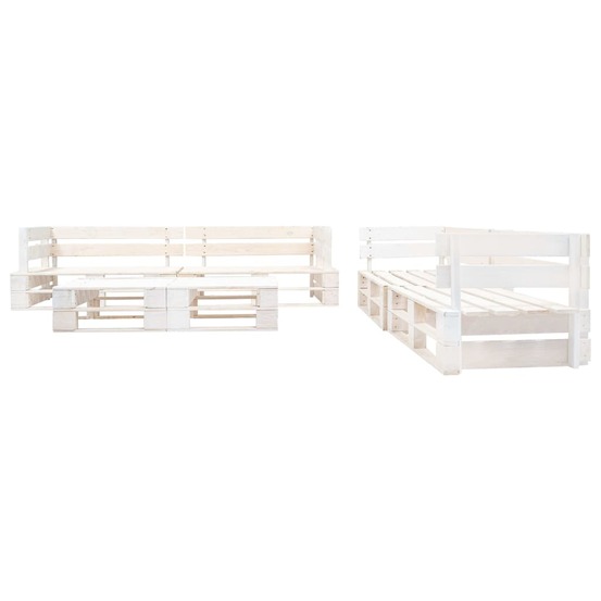 Salon de jardin palette 6 pcs bois blanc