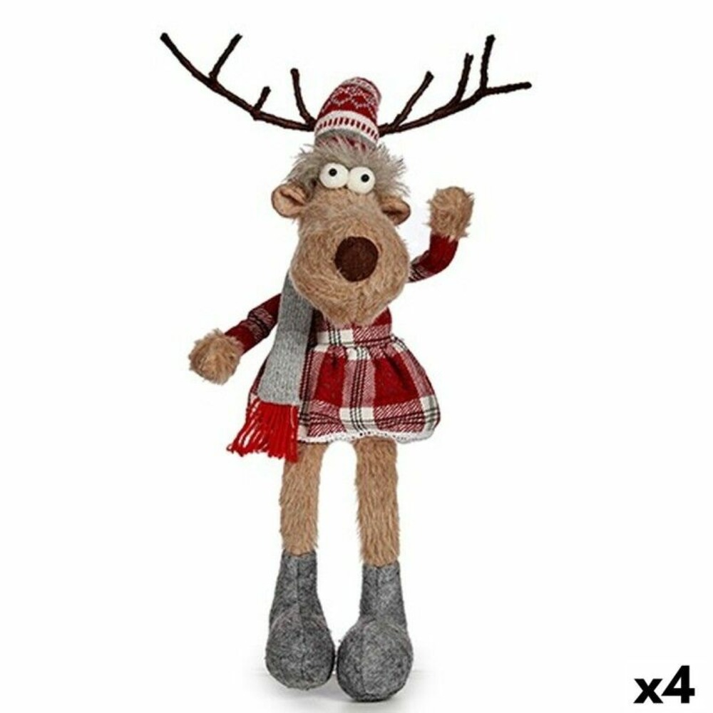 Figurine décorative cerf blanc marron rouge gris 17 x 15 x 60 cm (4 unités)