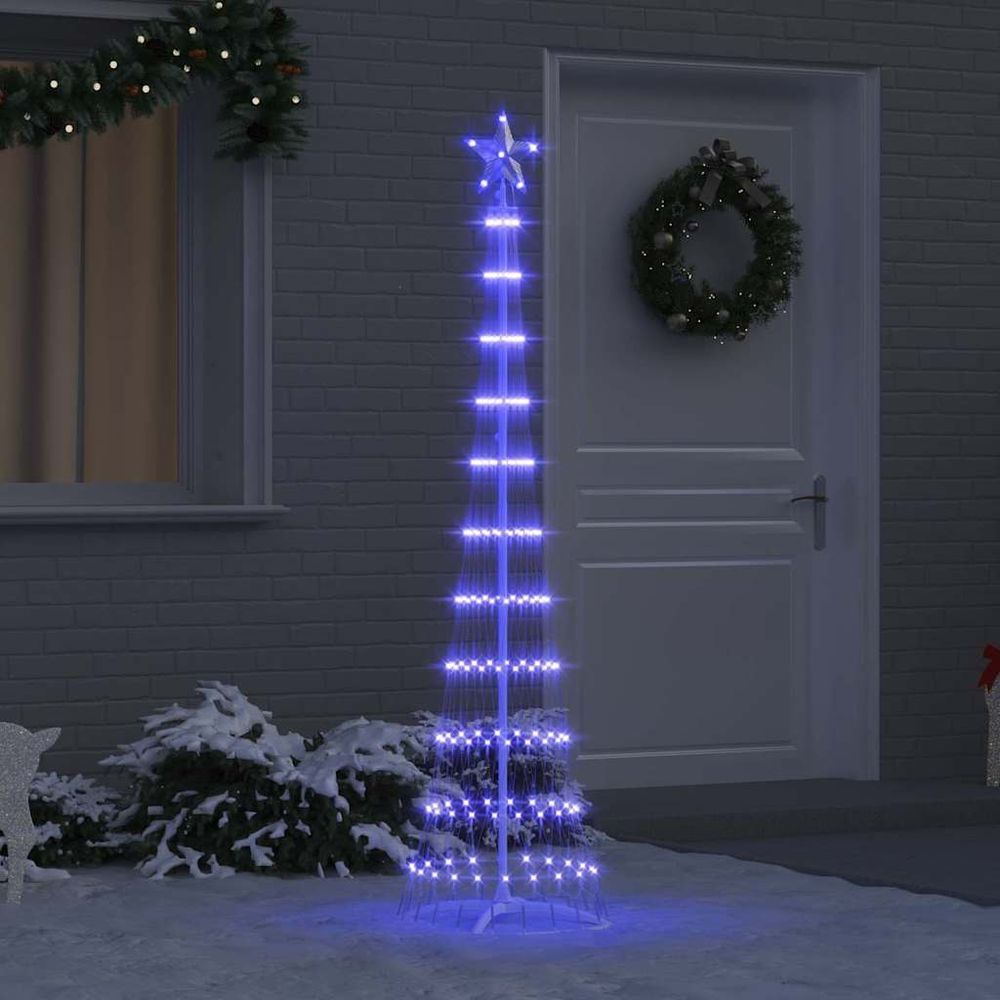 Sapin de noël lumineux led métal intérieur extérieur bleu 190 cm