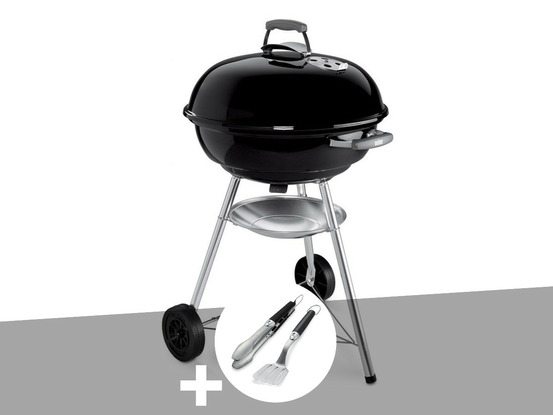 Barbecue à charbon original kettle 47 cm + housse + kit ustensiles premium 2 piè