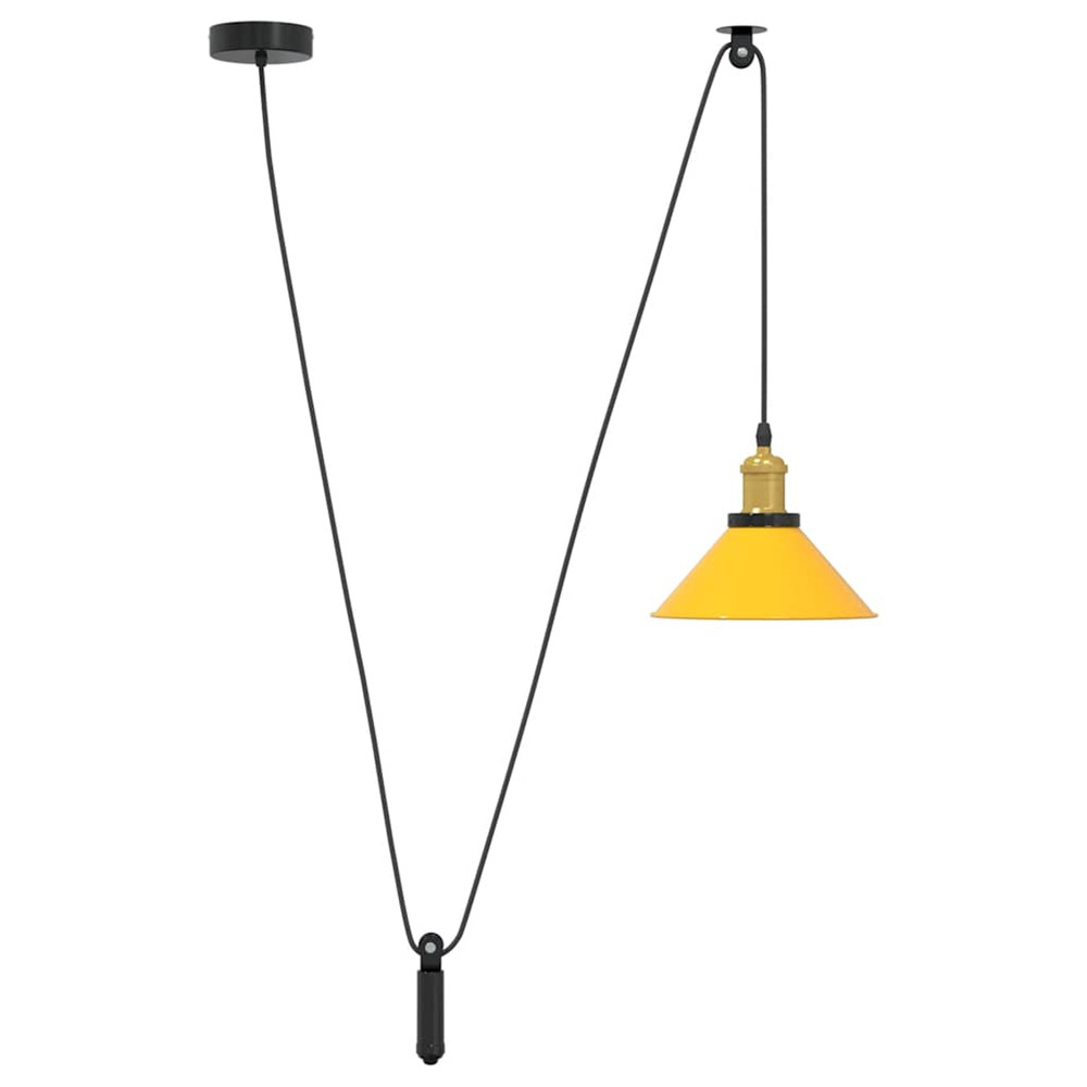 Lampe suspendue réglable hauteur e27 jaune brillant ø22cm métal