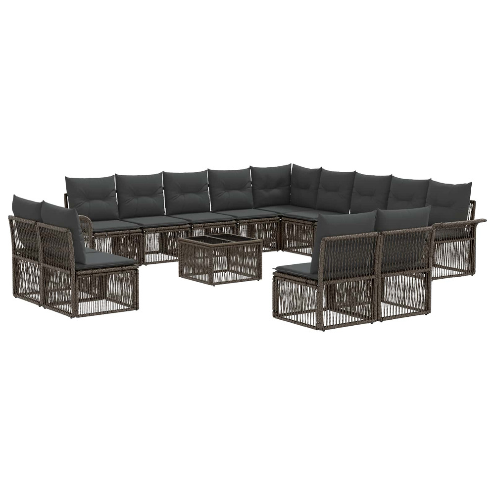 Ensemble de canapé de jardin 14 pcs gris polyrotin