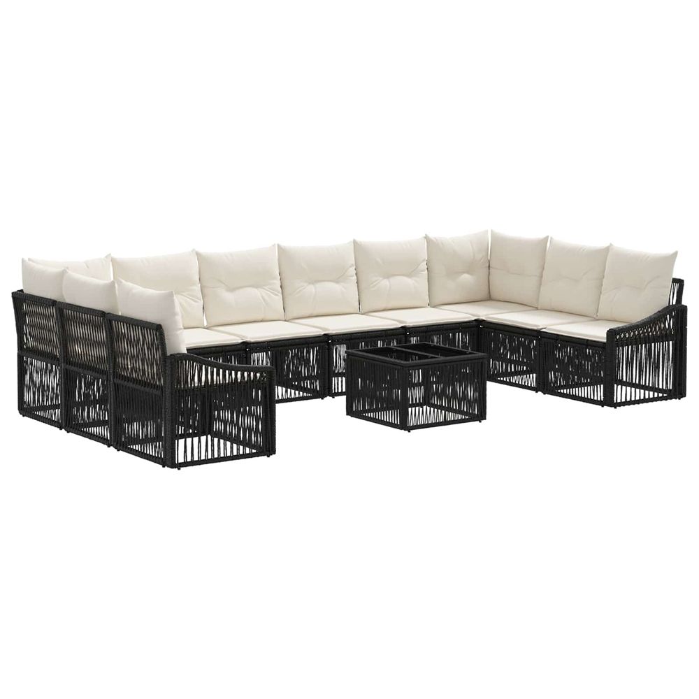 Ensemble de canapé de jardin 11 pc noir polyrotin