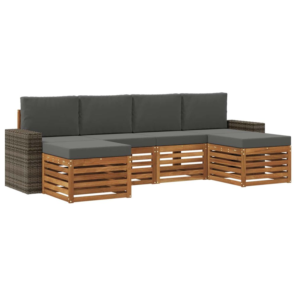 Ensemble de canapés d'extérieur 6 pc naturel et anthracite
