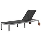 Transat chaise longue bain de soleil lit de jardin terrasse meuble d'extérieur avec roues résine tressée noir