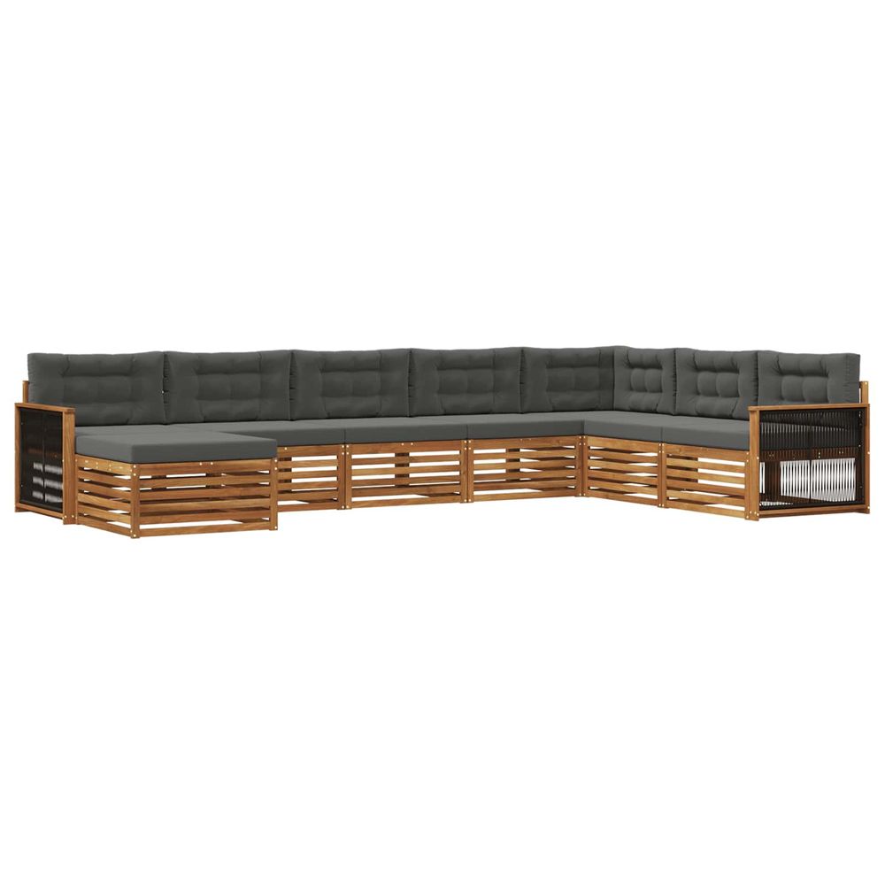 Ensemble de canapés d'extérieur 8 pc naturel et anthracite