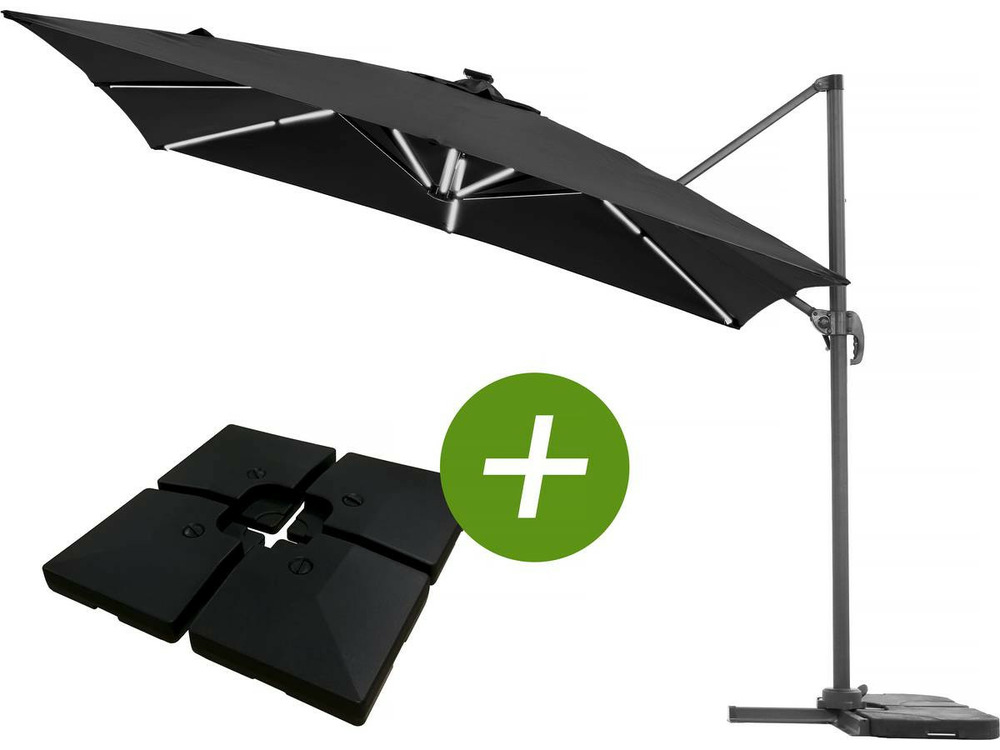 Parasol jardin déporté led alu 