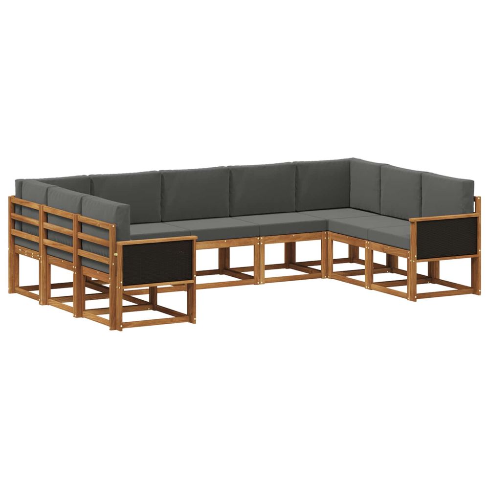 Ensemble de canapés d'extérieur 9 pc naturel et anthracite