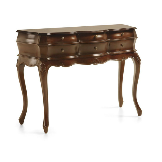 Console 6 tiroirs bronze bois marron - helvinia décoration d'autrefois