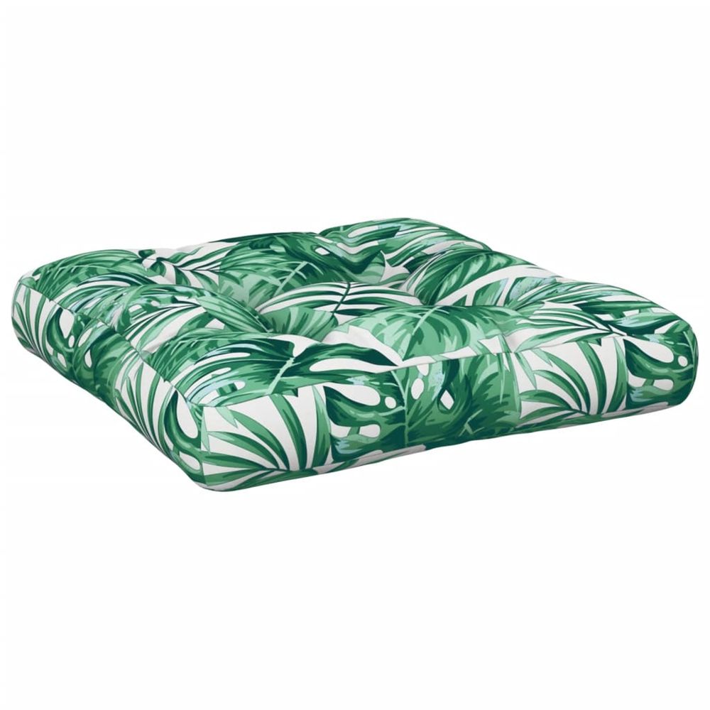 Coussin de palette motif de feuilles 60x60x12 cm tissu