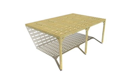 Pergola bois • 6m x 4m • adossée • sens profondeur • platelage bois • livraison comprise