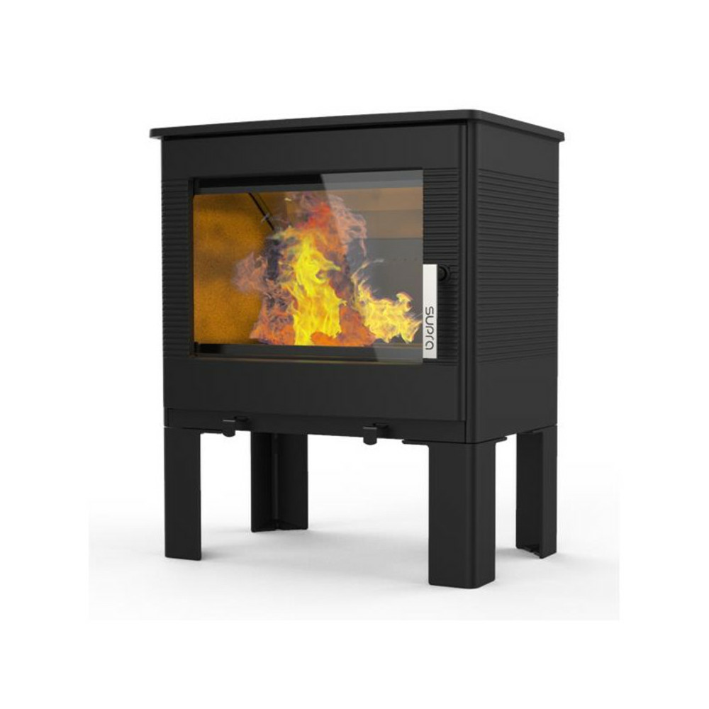 Fr9016110b -poêle à bois-vision horizontale - fonte - noir - sortie arr supra - gaby