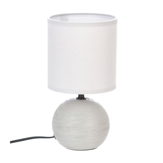 Lampe en céramique pied boule striée gris clair