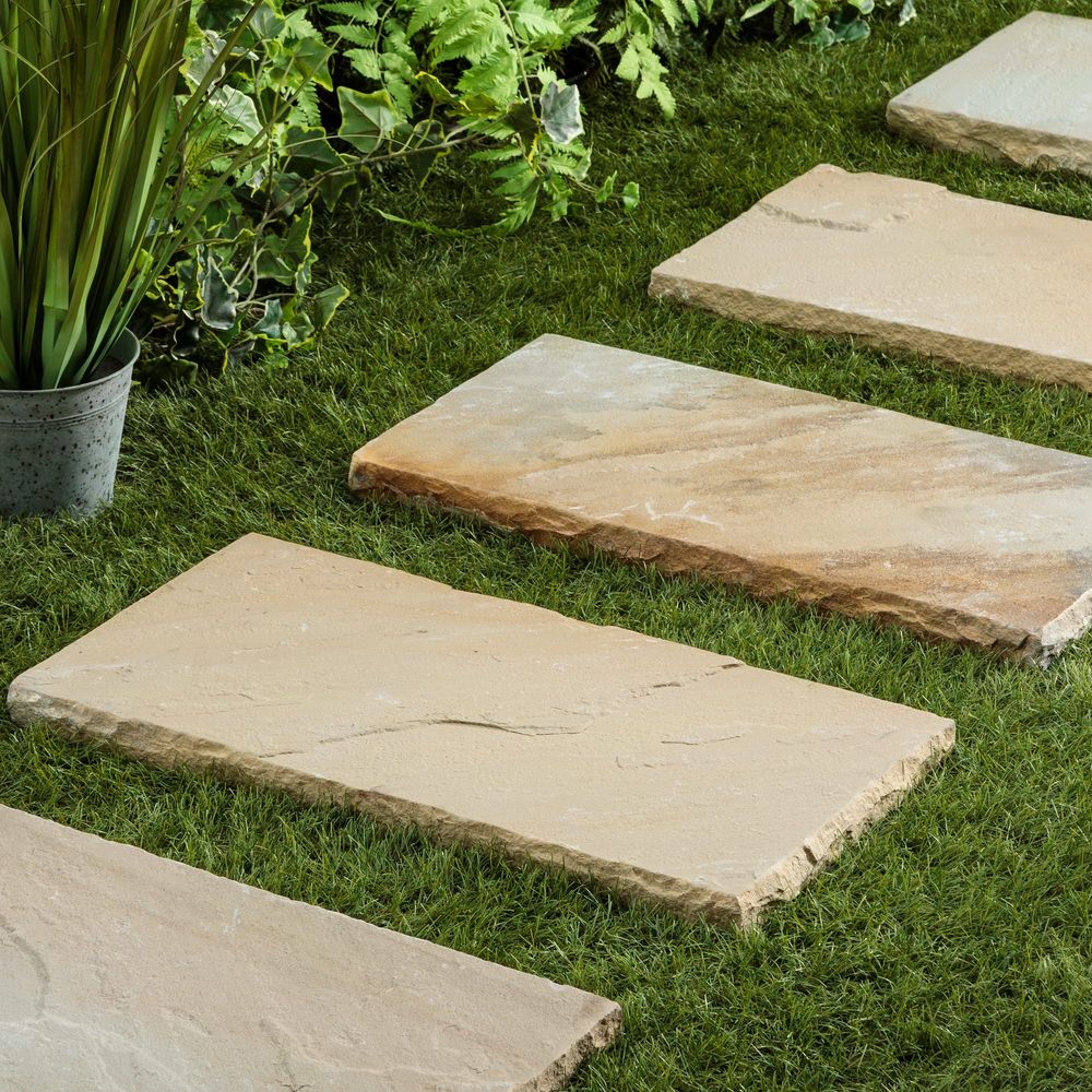 Pas japonais rectangle grès kandla beige 60x30x3-5 cm (à l'unité) - ro'ma nature