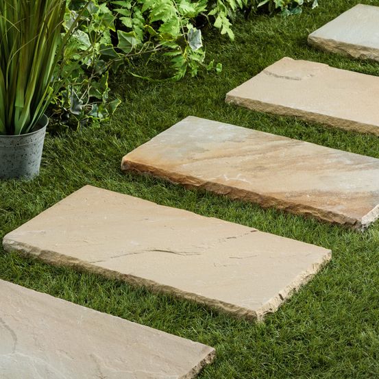 Pas japonais rectangle grès kandla beige 60x30x3-5 cm (à l'unité) - ro'ma nature