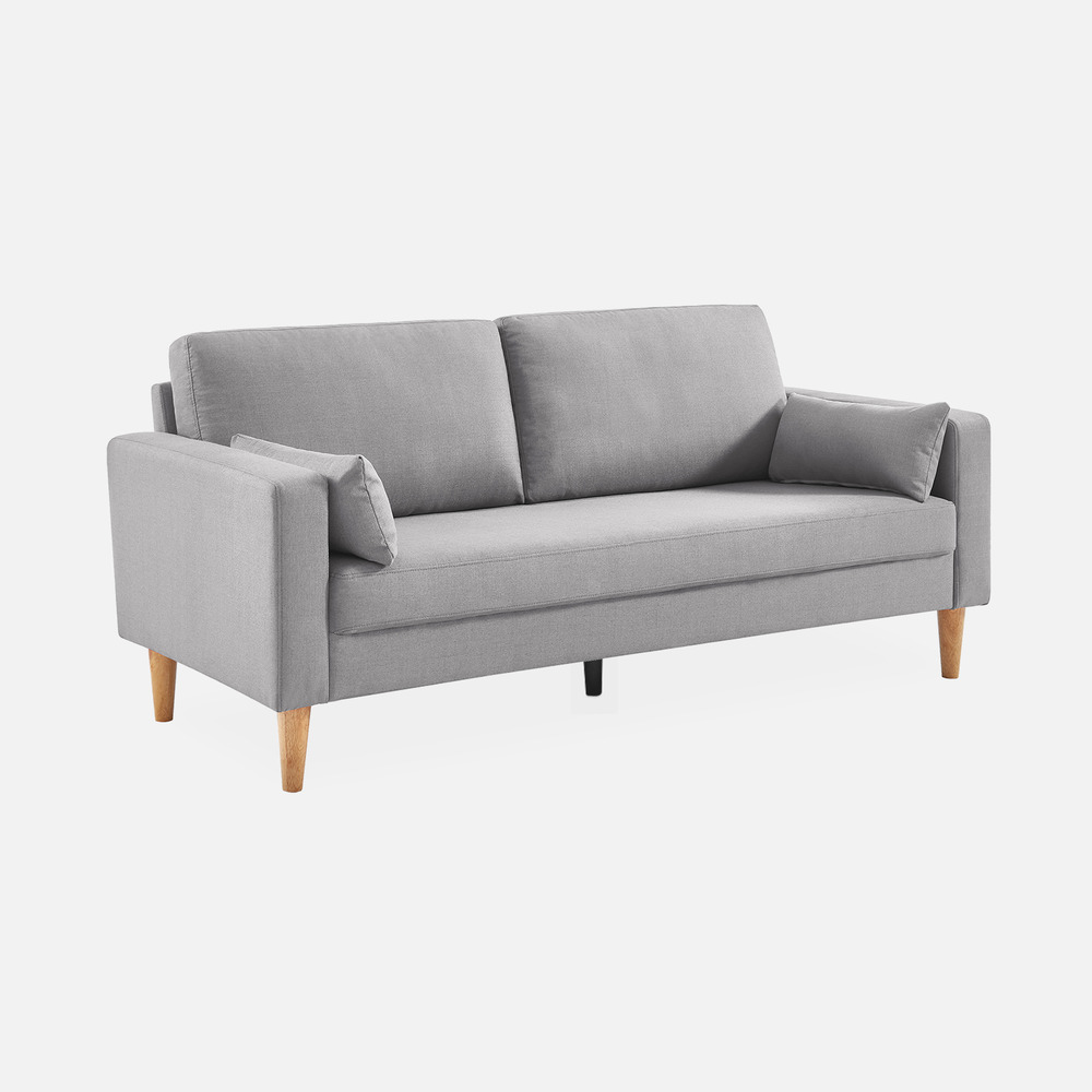 Canapé bjorn - 3 places droit pieds bois, canapé scandinave