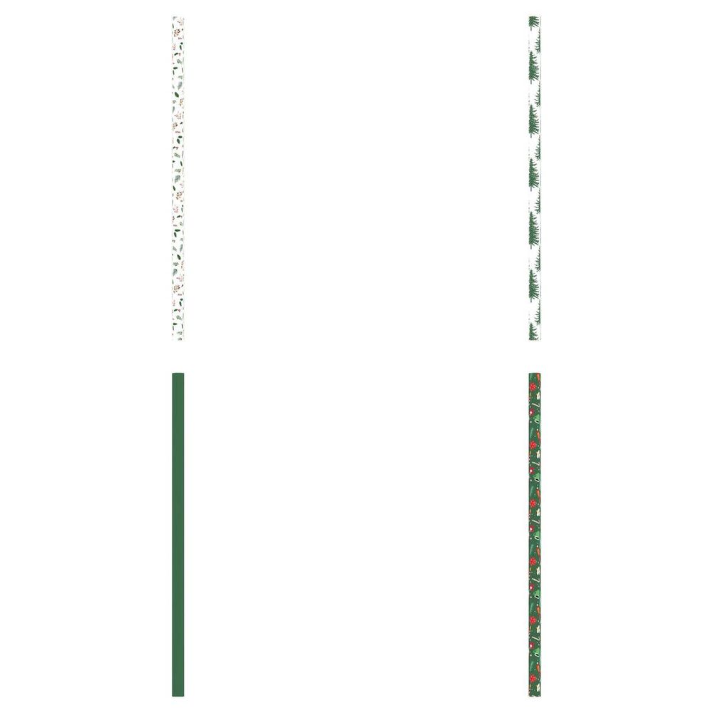 Kit papier cadeau de noël vert 200 x 70 cm