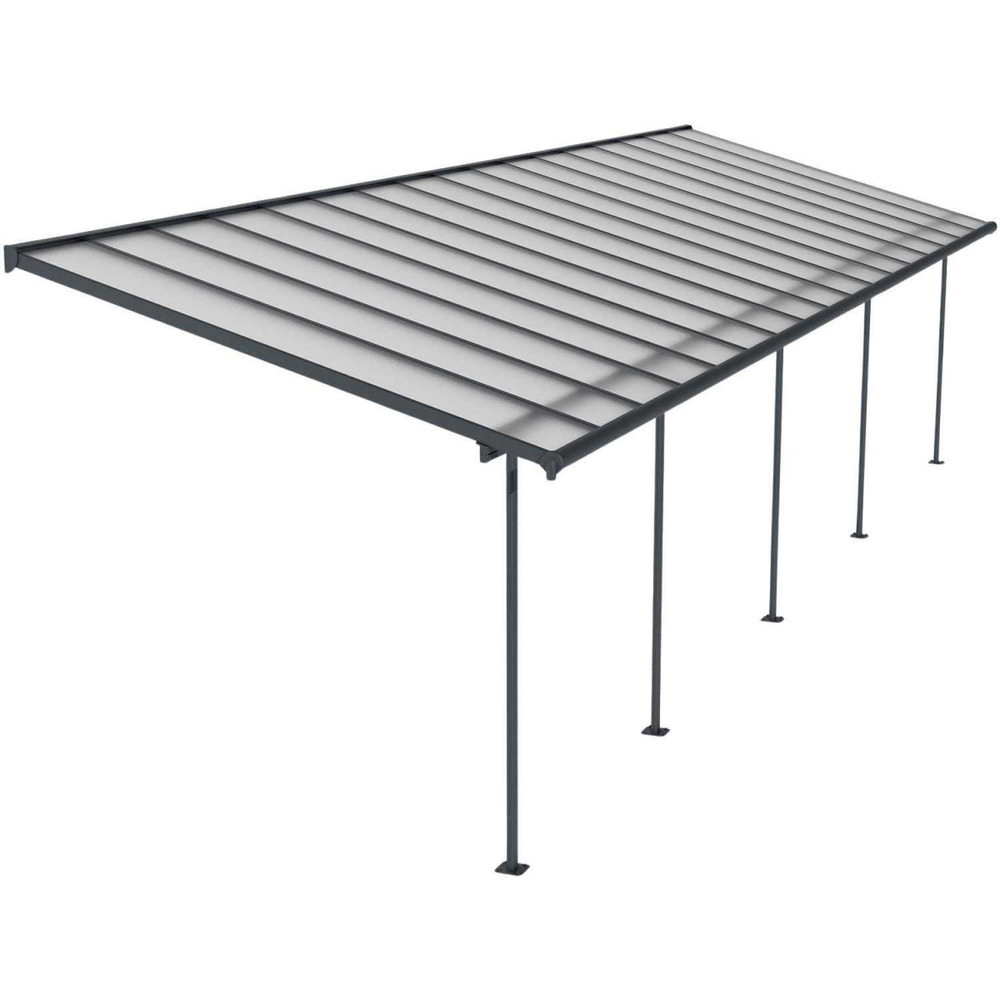 Pergola à adosser en aluminium gris et polycarbonate sierra 3 x 10.4 m