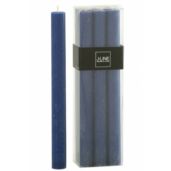 Boite de 6 bougies 13h en paraffine bleu 2.2x2.2x24 cm