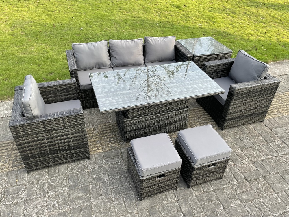 Rattan garden furniture set up table à manger réglable salon canapé set