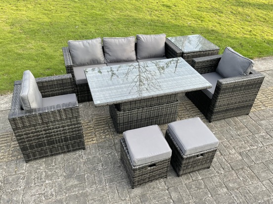 Rattan garden furniture set up table à manger réglable salon canapé set