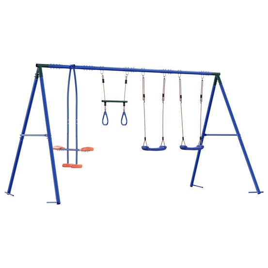Ensemble de balançoires d'extérieur multicolore acier et pe