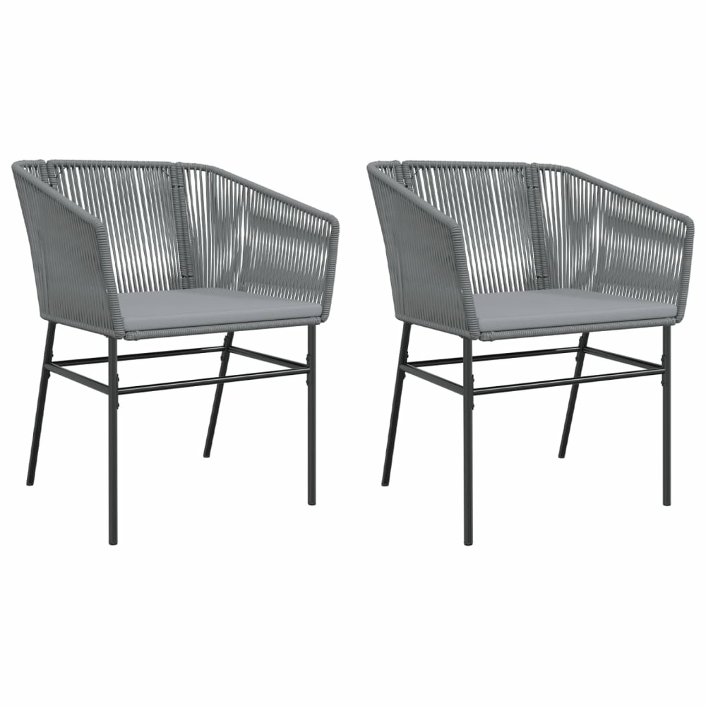 Chaises de jardin lot de 2 avec coussins gris résine tressée