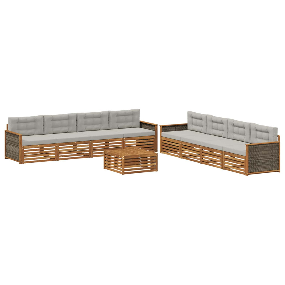 Ensemble de canapés d'extérieur 9 pcs naturel et gris clair