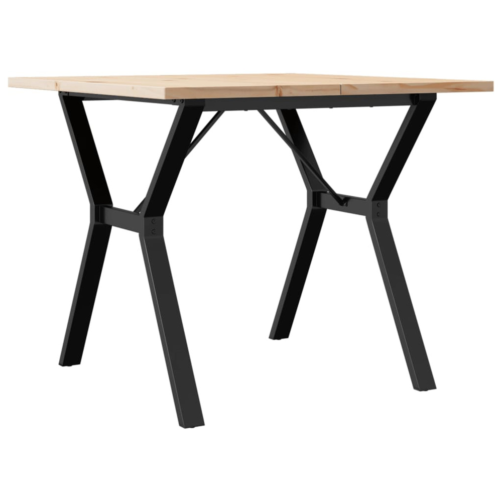 Table à manger cadre en y 90x90x75,5cm bois de pin massif acier