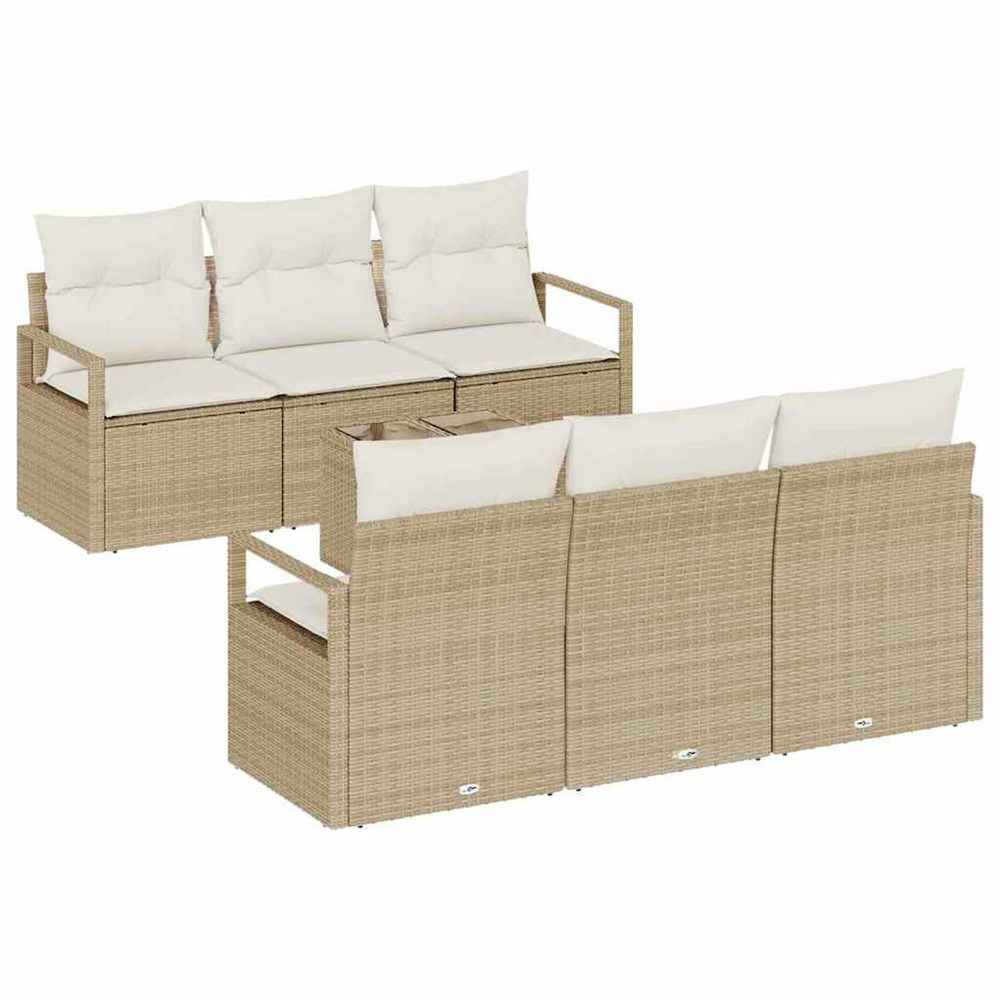 Ensemble de canapé de jardin 7 pcs beige et crème polyrotin