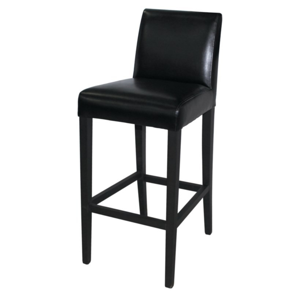 Tabouret de bar haut avec dossier en simili cuir noir - bolero