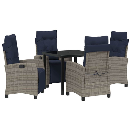 Ensemble de salle à manger pour jardin 5 pcs gris polyrotin