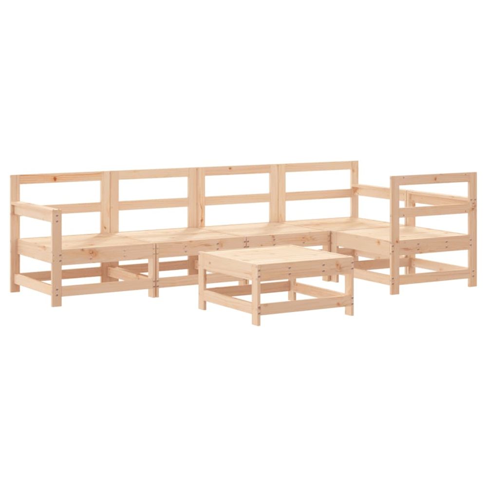 Salon de jardin 6 pcs bois de pin massif