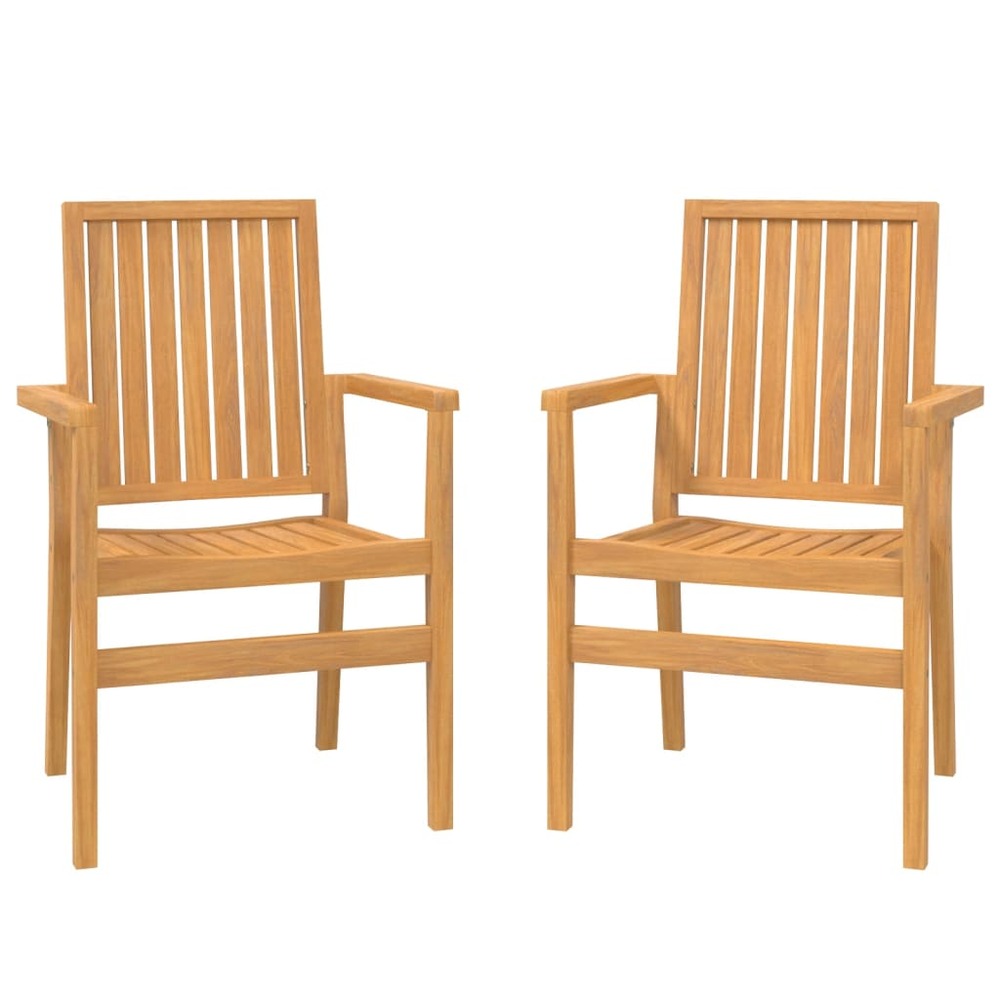 Chaises de jardin empilables lot de 2 56,5x57,5x91 cm bois teck