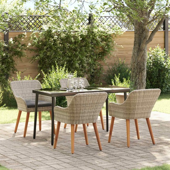 Ensemble de salle à manger pour jardin 5 pcs gris clair