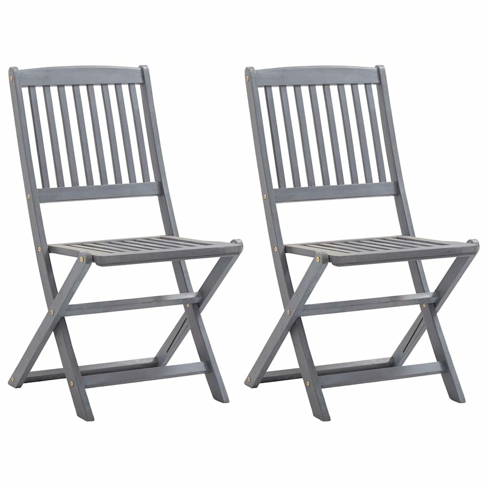 Chaises pliables d'extérieur lot de 2 et coussins bois d'acacia