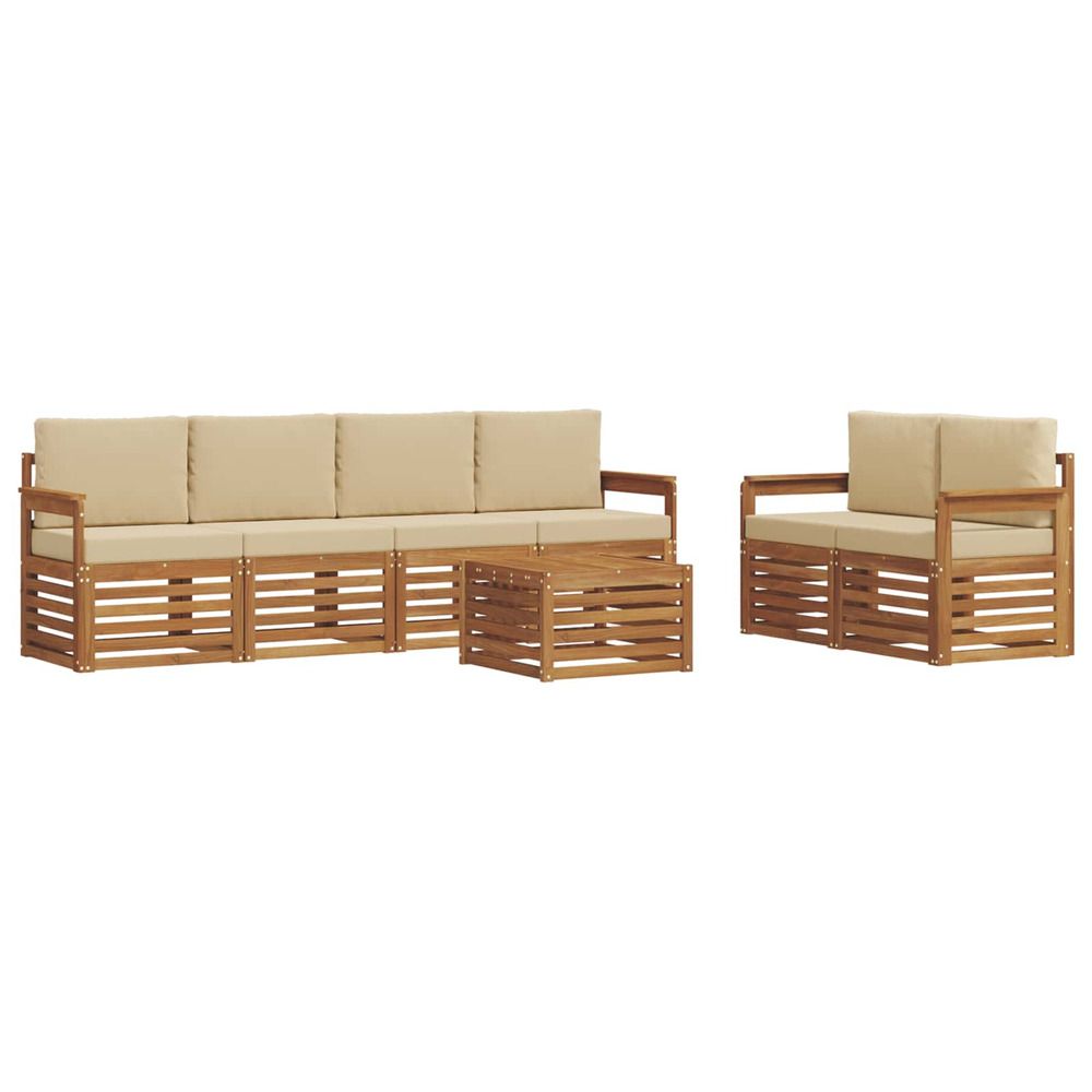Ensemble de canapés d'extérieur 7 pc naturel et beige