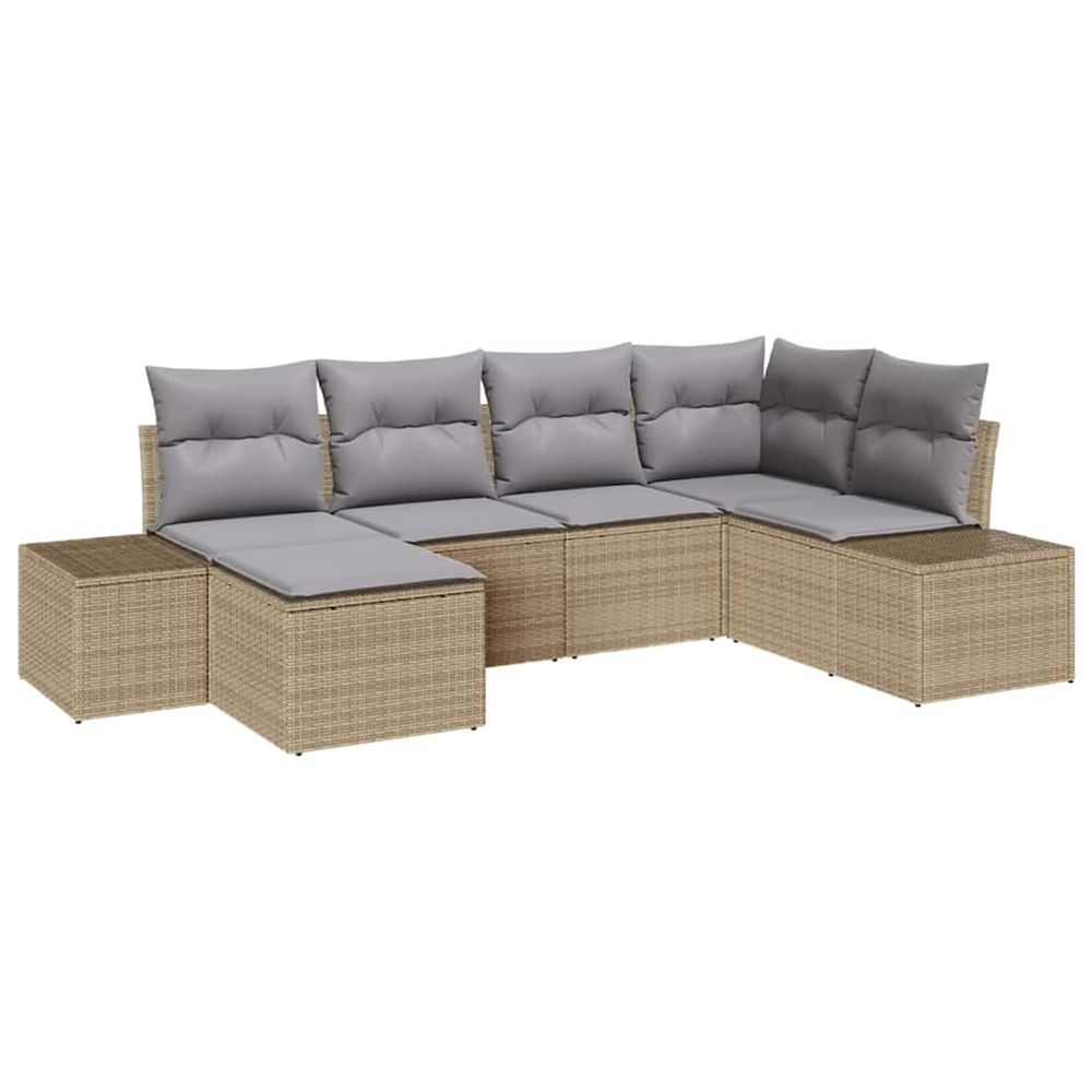 Ensemble de canapé de jardin 6 pc beige et gris clair polyrotin