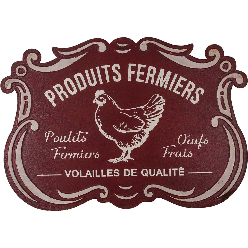 Plaque métallique découpée style rétro produits fermiers